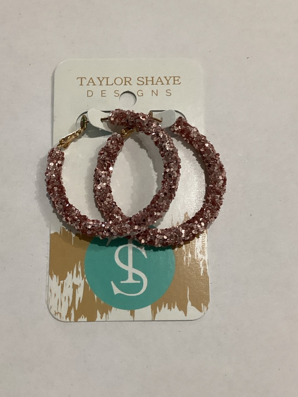 Pink‎ Glitter Hoop Earrings